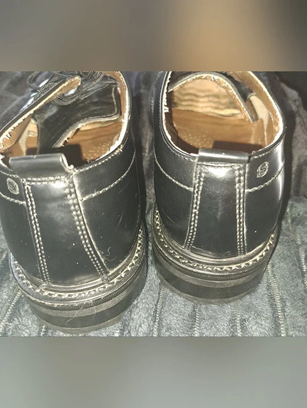 Vintage Skechers Echo Men’s Black Leather Laced Oxfords Made In Italy Size 10